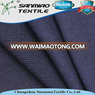 Stretch Indigo 330GSM 2*2 Rib Yarn Dyed Knitting Knitted Denim Fabric for Cuff